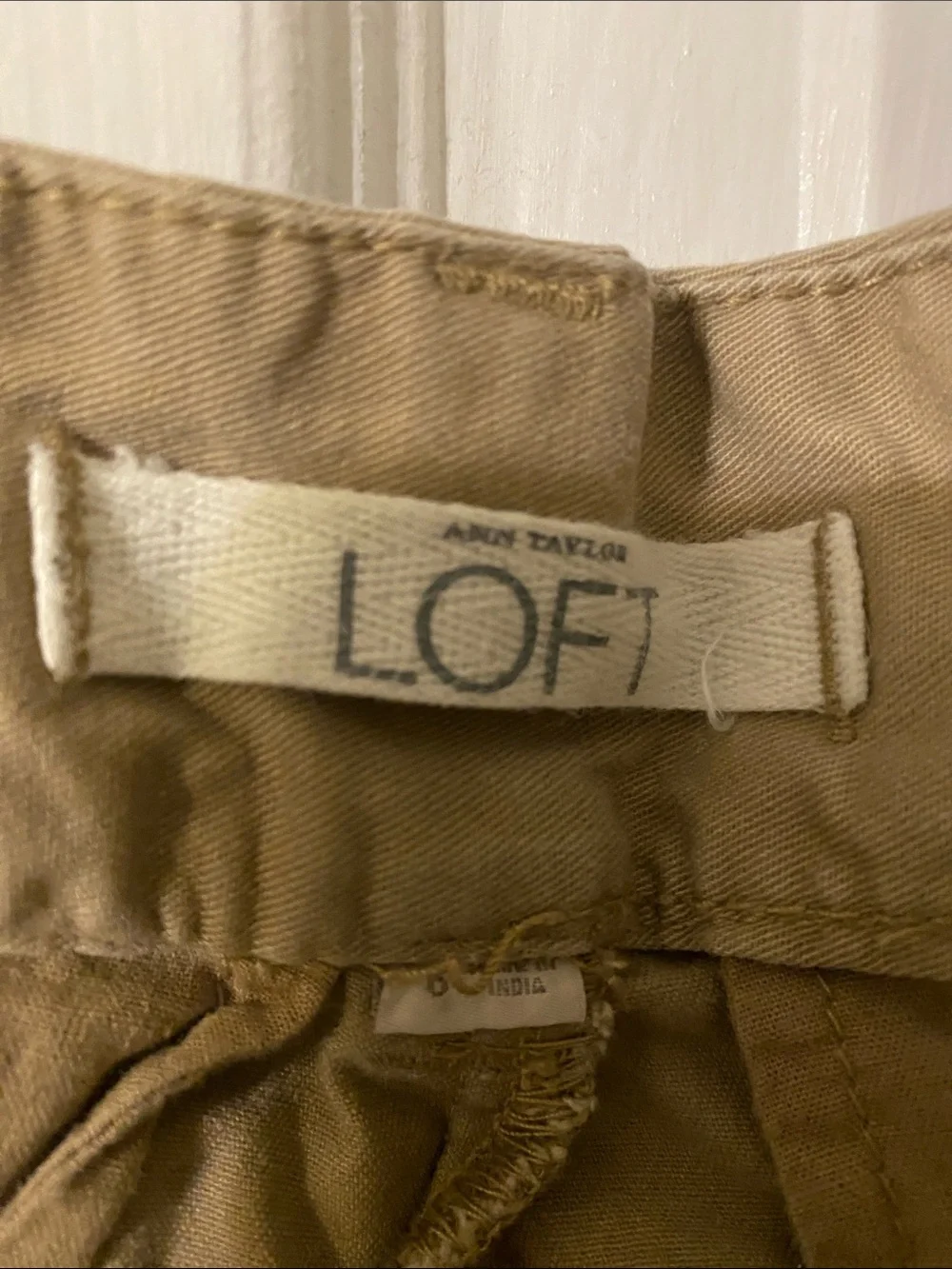 LOFT Khaki Cotton Bermuda Shorts